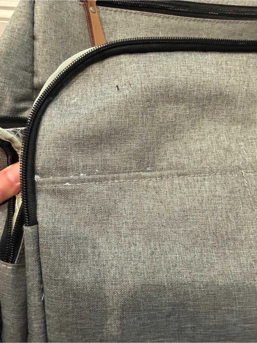 NWOT Land Grey Baby Diaper Bag Backpack with Tan Accents